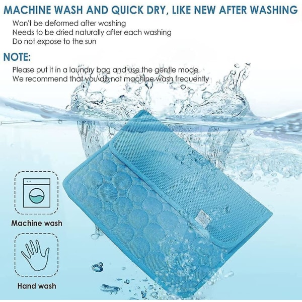 Dog Cooling Mat Sleeping Cooling Pad Washable Ice Silk Cool Blanket For Kennel Sofa Bed Blue L