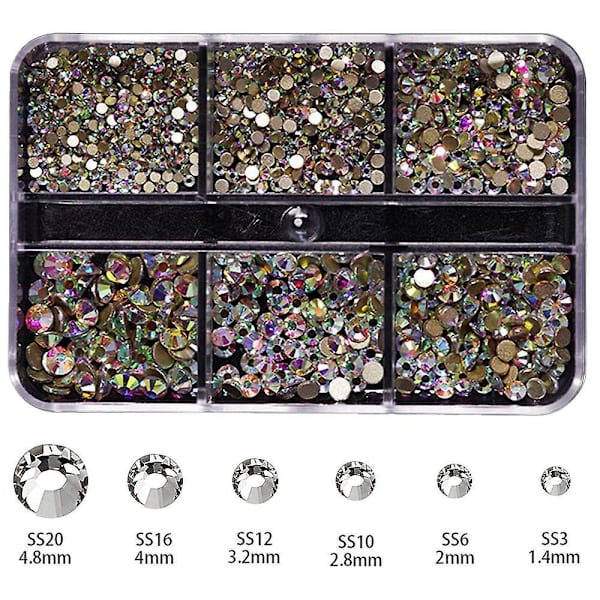 Blandede Størrelser Flatback Rhinestones, Ikke Hotfix Runde Krystal Ædelstene Glas Sten Perler Til Ansigts Neglekunst Tøj Sko Tasker Bling Udsmykninger