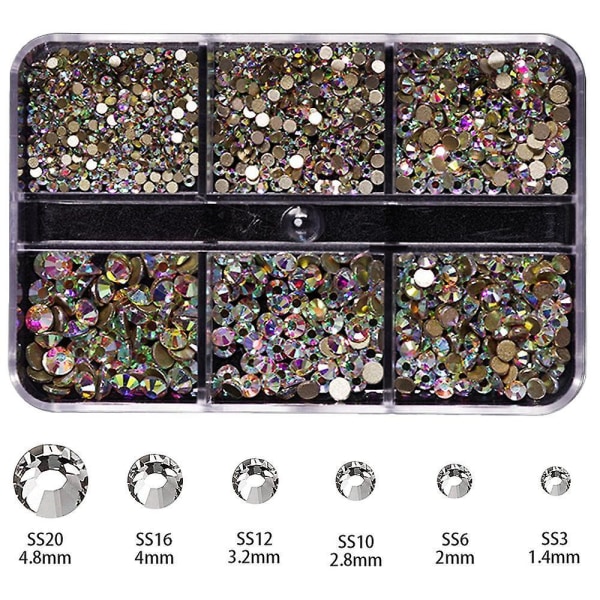 Mixed Size Flatback Rhinestones, Non Hotfix Round Crystal Gems Glass Stone Beads For Face Nail Art Clothes Shoes Bags Bling Embellishments