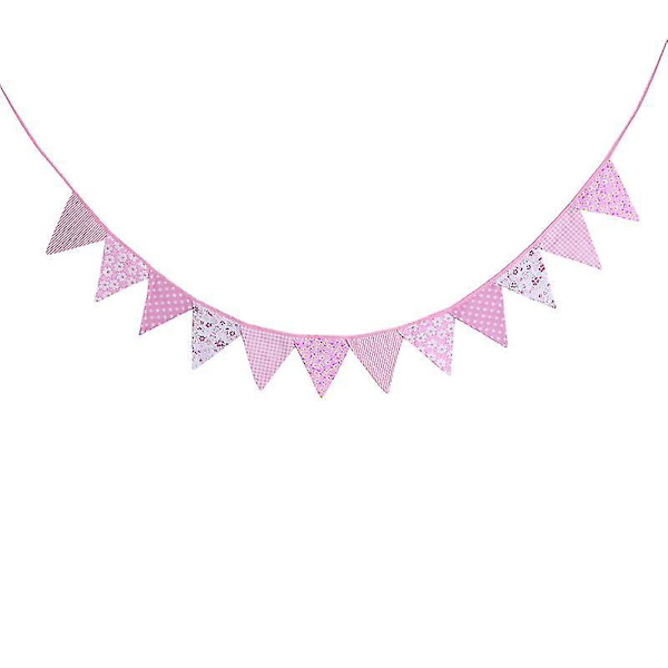Kids Room Triangle Flag Banner Birthday Party Banner Garland Pull Flag Garland Party Bunting Decoration Favor 2 Meters (pink)