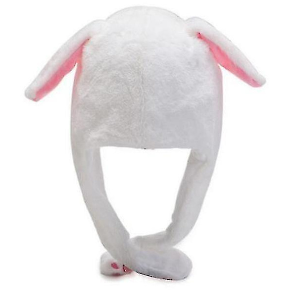 Rabbit Hat Ear Moving Jumping Hat Funny Bunny Plush Hat Cap White
