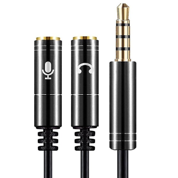 Audio Splitter -kaapeli 3,5 mm uros - 2 porttia naaras jatkojohto Aux-sovitin Black Earphone and Mic Port