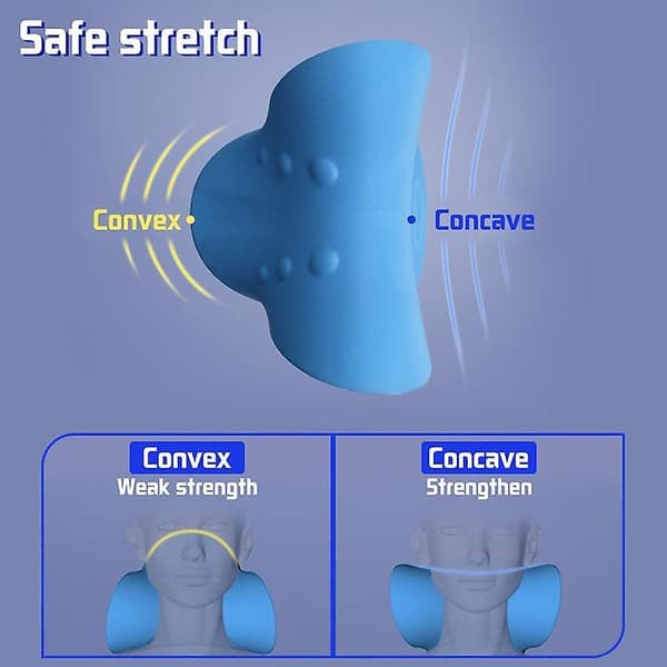 Neck Shoulder Stretch Relaxer Cervical Chiropractic Traction Device Pillow Blue
