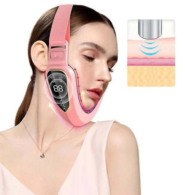 Facial Lifting Device Led Photon Therapy Face Slimming Massager V-shaped Machine Pink
