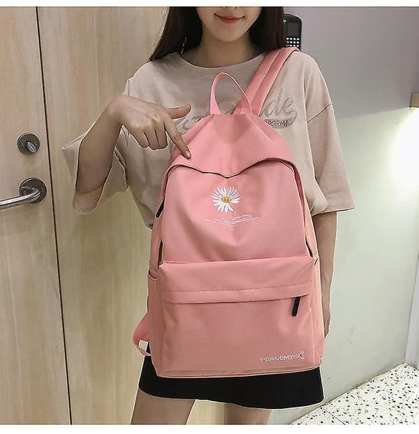 The New Small Daisy Canvas Bag Young Middle School Student Backpack Green Navy blue