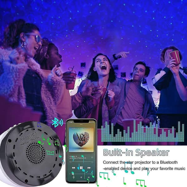 LED Projektor Nattlys, acsergery Projektor Innebygd Bluetooth