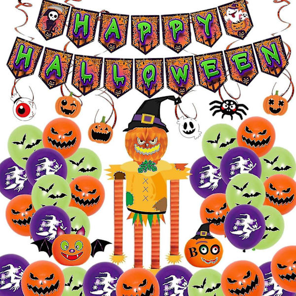 Sett D Halloween Festutstyr Banner Ballonger Spring Leg Gresskar Feiringer Z51840