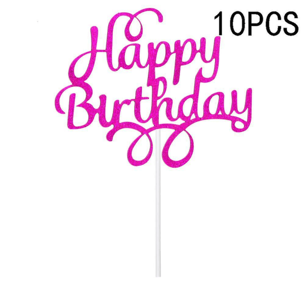 10pcs Glitter Cardstock Happy Birthday Cake Topper Bling Decoration Baby Shower Kids Birthday Party Favor Wedding Dessert Decor 7