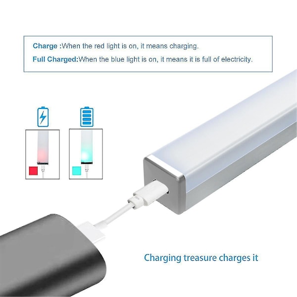 20leds Under Closet Light Pir Motion Sensor Usb Rechargeable Magnetic Strip Lamp Cool Light