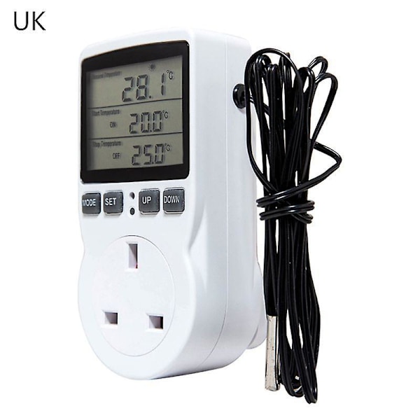 Thermostat Digital Temperature Controller Socket Outlet W/ Timer Switch Sensor Probe Heating Cooling 16a UK