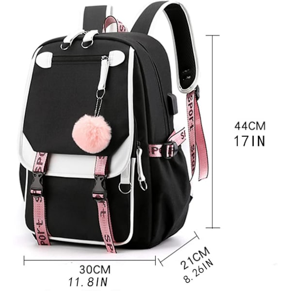Backpack For Girls Usb Charging Bookbag Cute Backpacks For Teen Girls (pink)