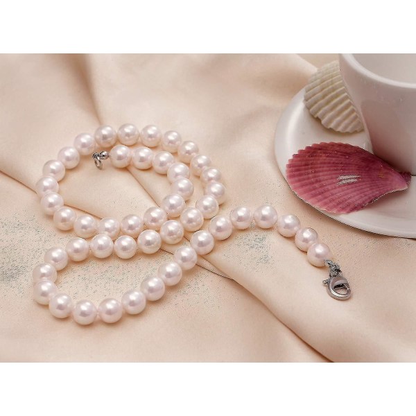 Pearl Necklace Simple Fashion Handmade Strand Bead Necklace 3 Size For Unisex 50cm