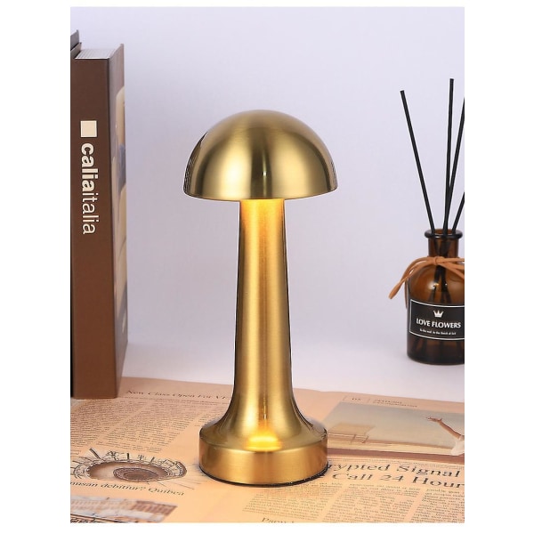 Venalisa Metal Usb Rechargeable Touch Desk Lamp Retro Bar Ktv Hotel Cafe Dining Table Creative Bedside Night Light - Mushroom copper