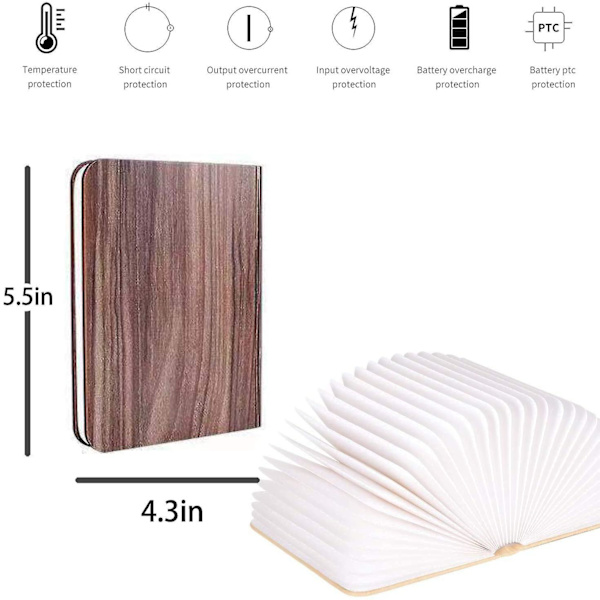 Lamp Book, Folding Mood Light, Novelty Led Night Light Usb Large Capacity Eechargeable, Home & Office Decor Gift Ideas (large)