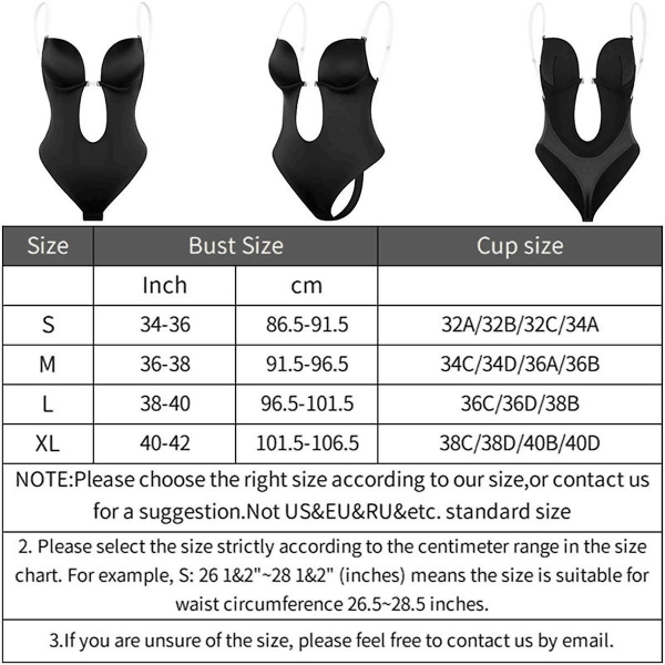 Women Plunging Deep V-neck Body Shaper Strapless Backless Bodysuit Shapewear U Plunge Seamless Thong M(34)