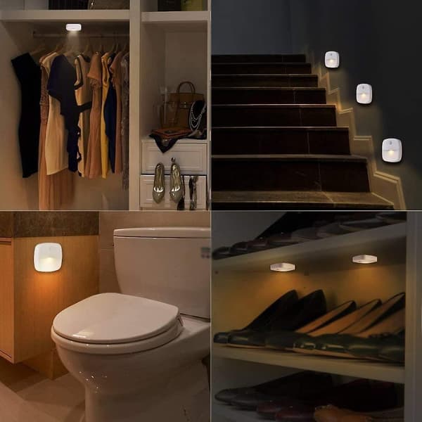 Led Stick-on Night Light,warm White,motion Light Sensor For Hallway,bedroom,kitchen,white-3pack Human Body Induction Night Light(5-e-d)