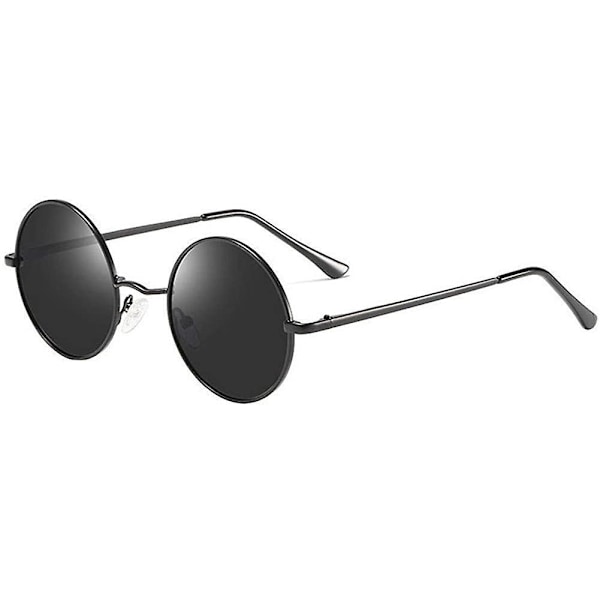 Vintage Pyöreät John Lennon Polaroid Aurinkolasit Miehille ja Naisille Ympyrä Hippi Aurinkolasit Black Lens-matte Black Frame