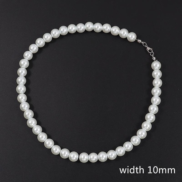 2022 New Trendy Imitation Pearl Necklace Men Temperament Simple Handma 55cm 8mm