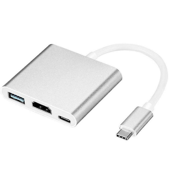 Usb-c Multiport Adapter For Usb 3.0, 4k Hdmi And Usb-c 3.1 Docking Station silver