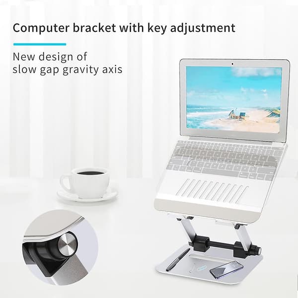 Boneruy Adjustable Stand Cooling Laptop Bracket Holder Bracket Anti-slip Silver