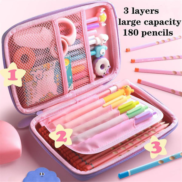 rabbit 3D EVA unicorn cute pencil case cartoon stationery box girls Color pencil box student pen case school supplies gifts ipad case rabbit