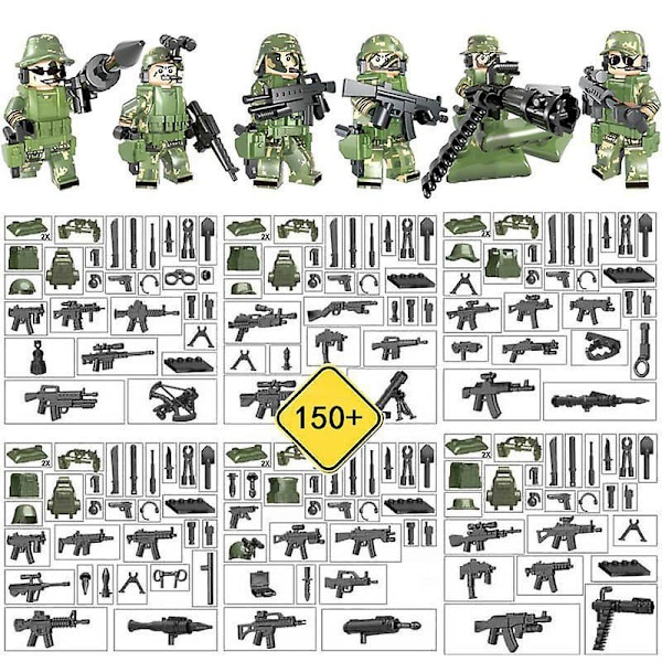 Militære Byggeklodser 6 stk. Camouflage Geely Tøj Cf Gennem Ildlinjen Våben og Udstyr DIY Samlede Byggeklodser Minifigurer