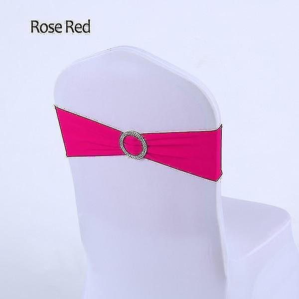 50 stk. Tretch Lycra Spandex Stolebånd med spænde til bryllup Rose Red