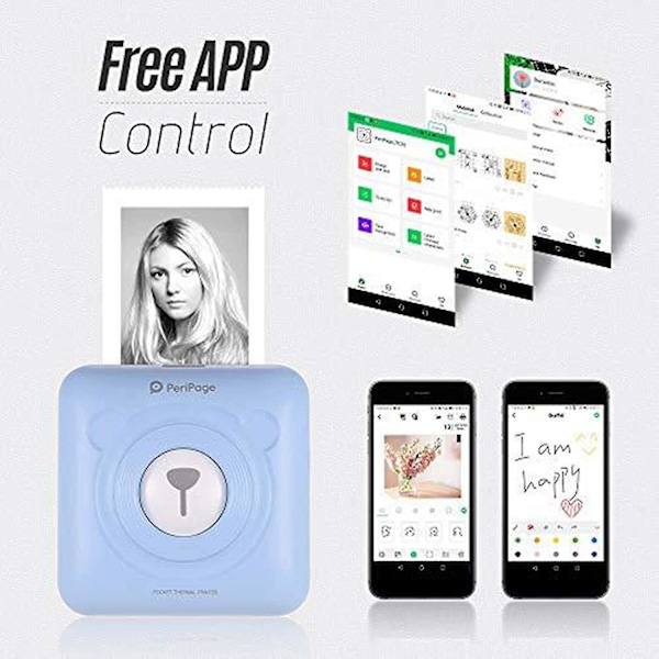 Bærbar Smart Fotoprinter til iOS & Android Telefon Blue