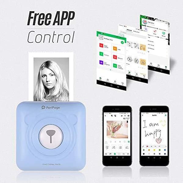 Bærbar Smart Fotoskriver For Ios & Android Telefon Blue