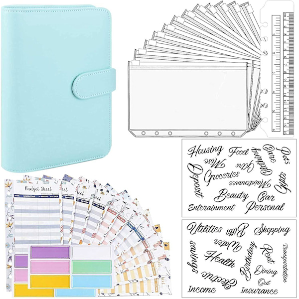 Budget Planner Kontant Binder Kuvert Blue--29pcs