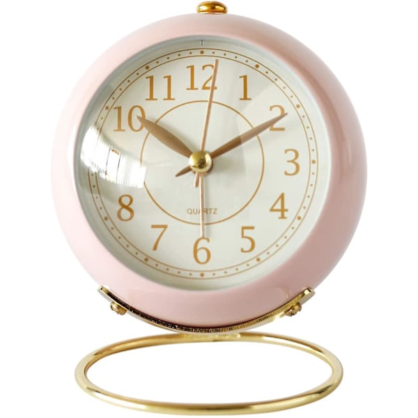 Classic Nonticking Tabletop Alarm Clock With Backlight, Battery