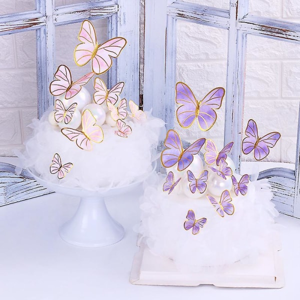 Butterfly Cake Toppers Happy Birthday Cake Cupcake Toppers Wedding Birthday Party Cake Decorations C03