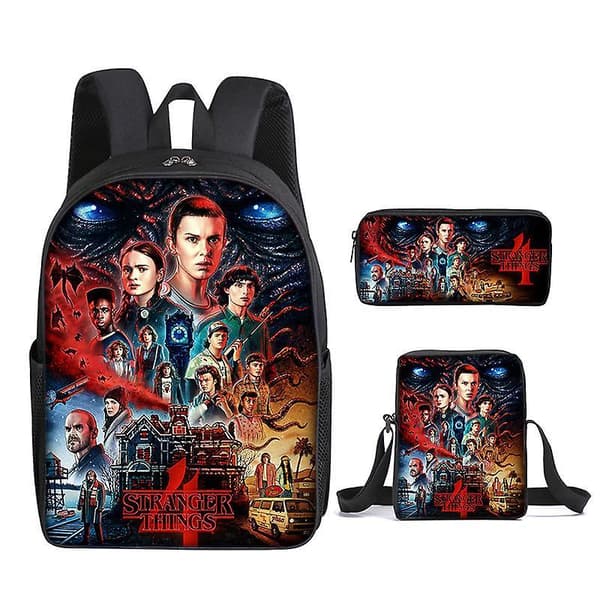Stranger Things 4 Hellfire Club Backpack Student  School Bag Three Piece Set,stranger Things