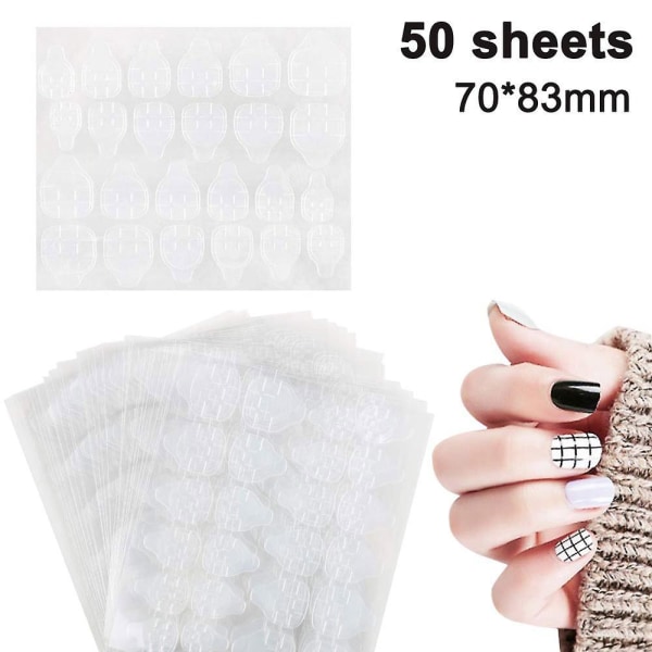 50 Sheets Nail Glue Stickers, Double-sided Transparent For Manicure
