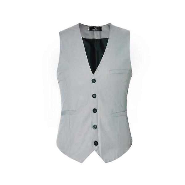 Men's V-neck Suit Vest Cotton Slim Four Seasons Vest Grey 2XL