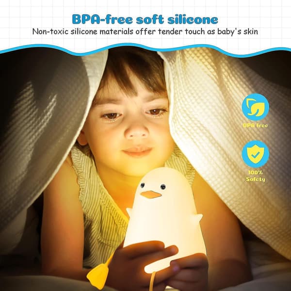 Baby Night Light, Night Light Kids Lamp With Touch Sensor Timer, Silicone Rechargeable Seagull Night