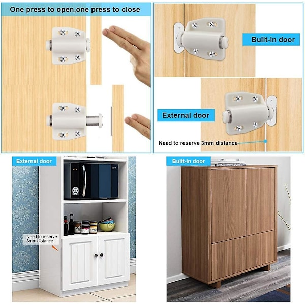 6 Pcs Magnetic Door Catch Push Open Magnetic Touch Latch