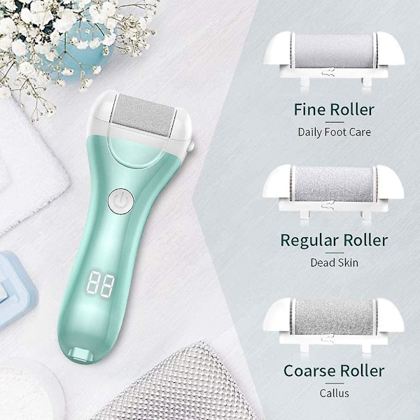 Electric Callus Remover Electric Pedicure Foot Sharpener Hard Skin Remover Ipx7 Waterproof Pedicure With 3 Thick Roller Head And Foot Files