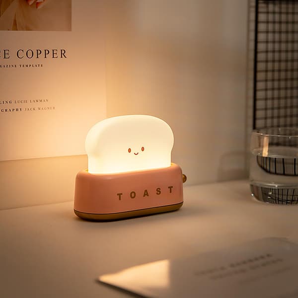 Mini Bread Shaped Machine Night Light With Usb Charging Creative Dimming Led Table Lamp For Gift Red