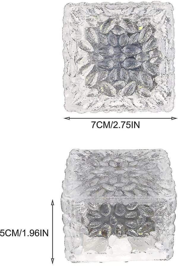 2 Pcs Of 4 Led Solar Floor Outdoor Light Ice Brick Light White Light