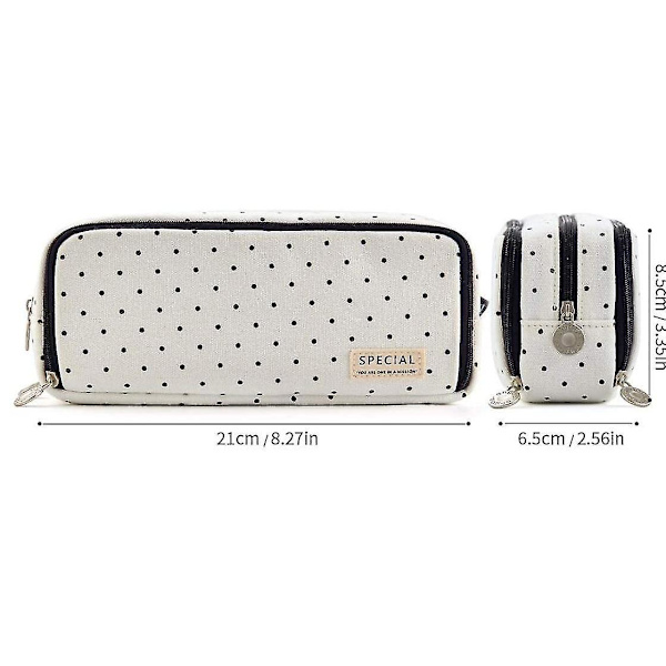 Large Capacity Pencil Case 3 Compartment Pouch Pen Bag black