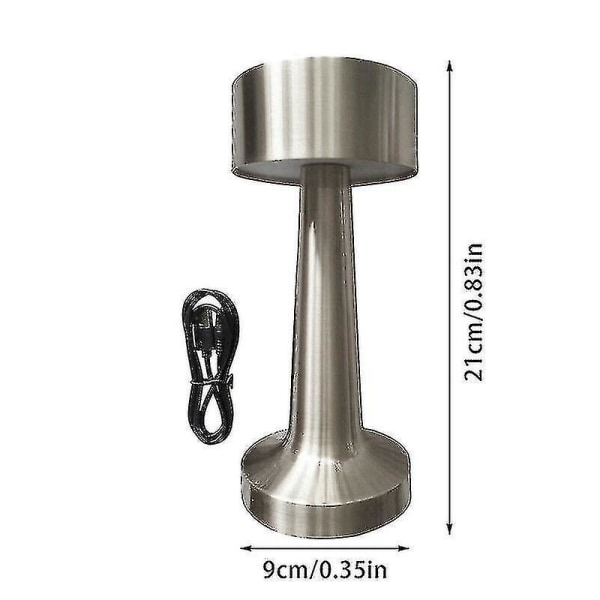 Usb Rechargeable Led Table Lamp Touch Sensor Desk Light Bedroom Restaurant Bar Decor3-color Adjustable Light Sliver B