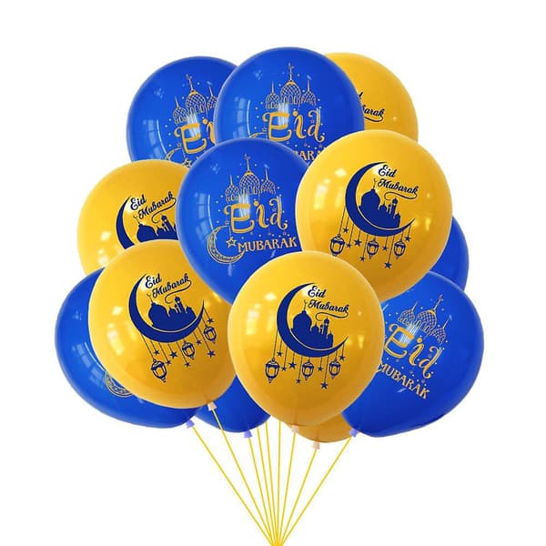 Eid Mubarak 20pcs Balloons Banner Cake Card Set Eid Mubarak Muslim Ramadan Decoration