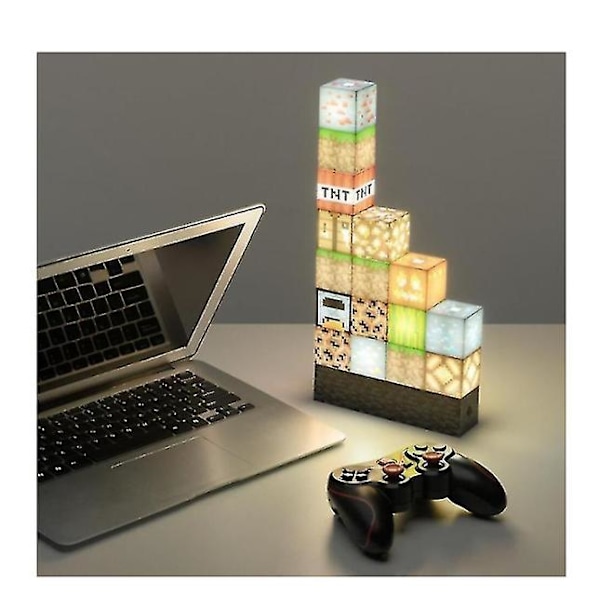16pcs Minecraft Building Block Light Desk Lamp Splicing Light Stitching Lamp Diy