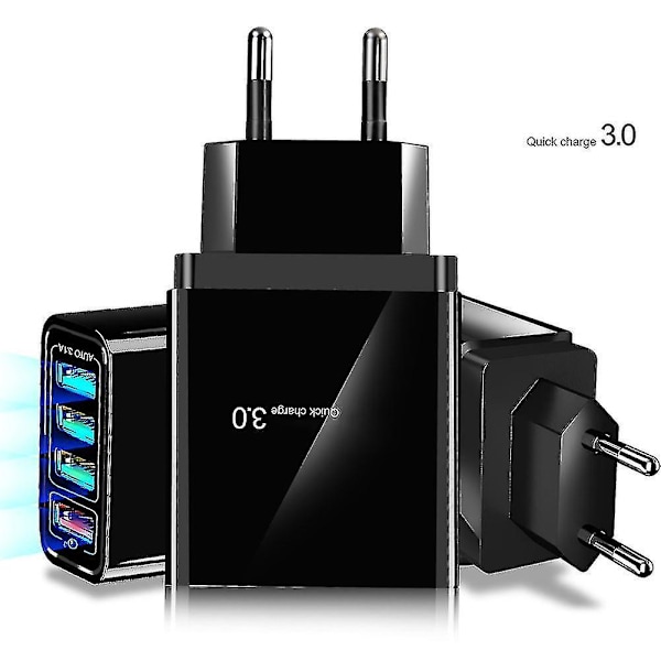 Bærbar Quick Charge 3.0 4-usb-porter 3.1a Reise Smart Adapter Telefonlader White US Plug