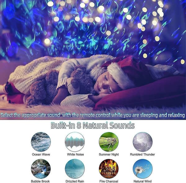 LED Projektor Natlampe, acsergery Projektor Indbygget Bluetooth