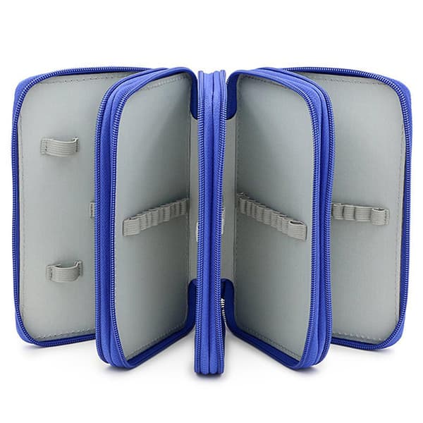 4 Layer Large Capacity Stationery Bag Pencil Case Pen Storage Box Organizer Blue