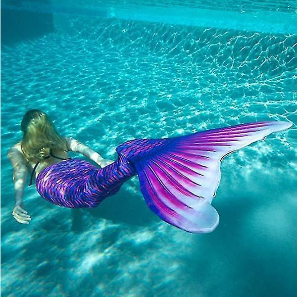 Kids Wear-resistant Mermaid Tail For Swimming, Monofin Included purple L