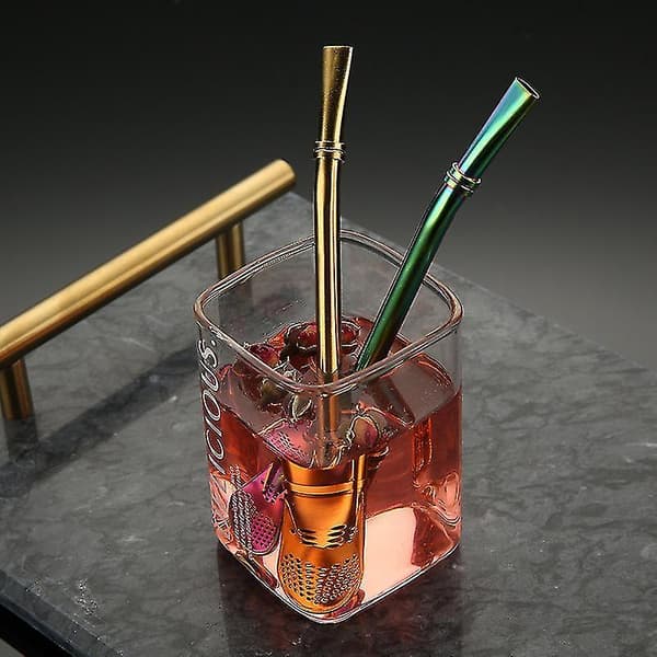 2/4pcs Tea Filter Spoon Straw Yerba Mate Straws Stainless Steel Drinking Straw Bombilla Reusable Tea Tools Purple 2 PCS