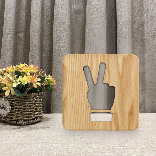 Light Bulb Night Light For Finger Yeah Wooden 3d Lamp Creative Wooden Lights Simple Decorative Lights 3d Wood Carving Pattern Led Night Light For Desk